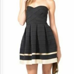 Elegant Bandage Textured Black & Gold Dress